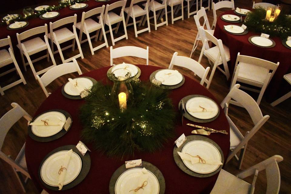 Table set-up with candle centerpiece