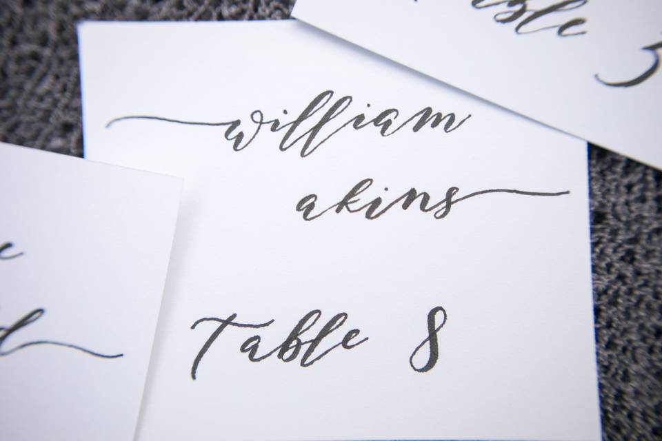 Modern Script Table Cards