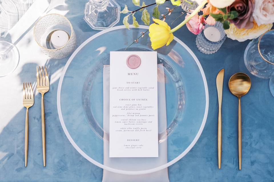 Wax Seal Monogram Menu