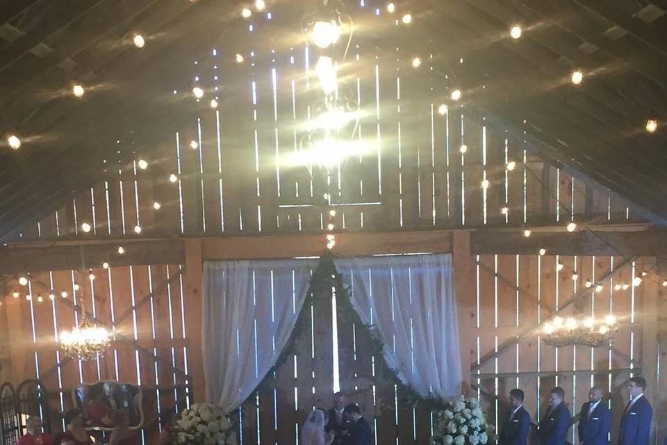 An evening barn wedding.