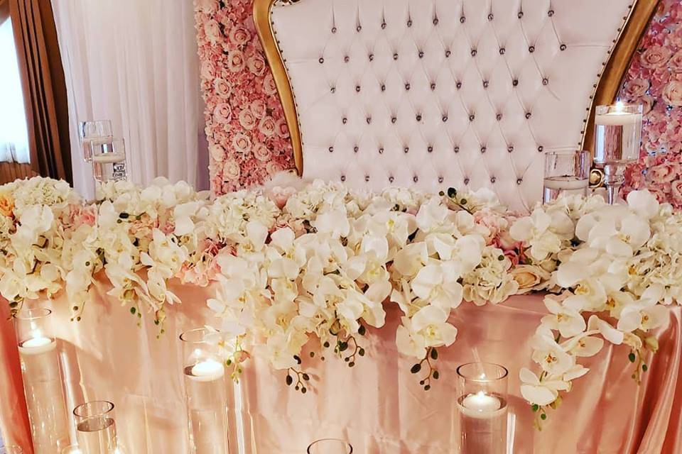 Floral decor and floating candles