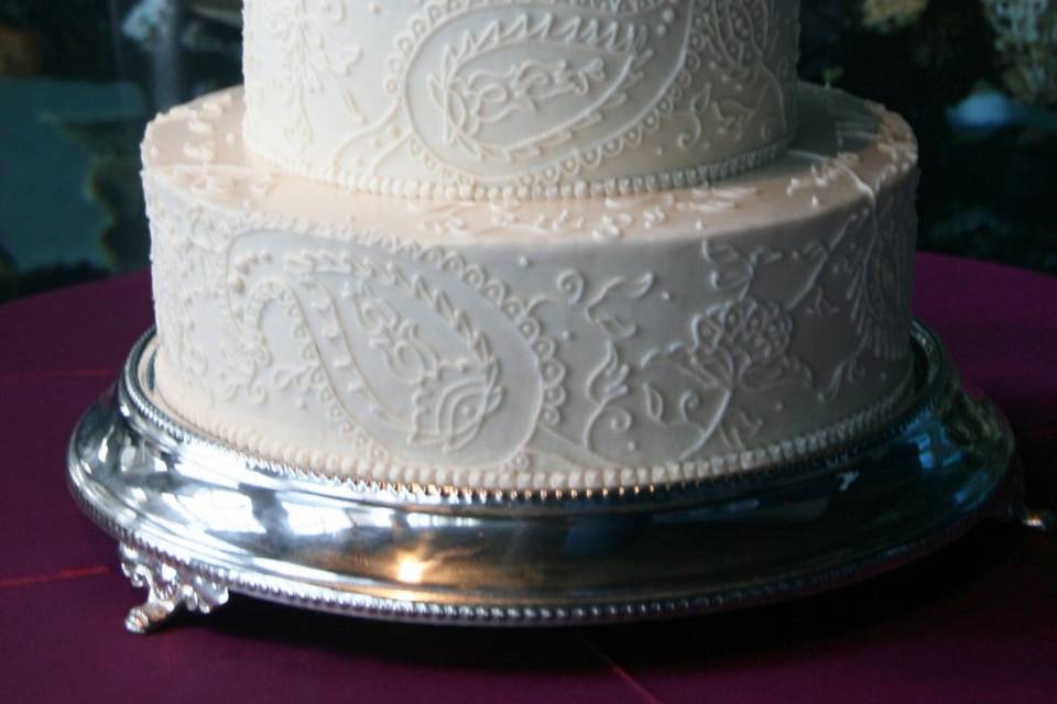 White cake with decorations