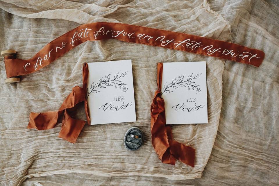 Vow Books and Ribbon