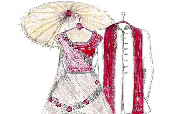 lehenga fashion design sketches of indian wedding dresses