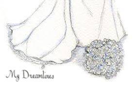 A brooch bouquet or jeweled bouquet is a beautiful display of jewels to make a beautiful wedding bouquet.  We add metallic accents to give each brooch bouquet that special sparkle. www.MyDreamlines.com