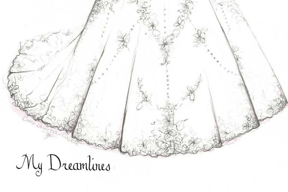 Dreamlines Personalized Wedding Dress Sketch