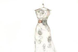 Valentine's Day gift can be her wedding dress sketched and framed. www.MyDreamlines.com