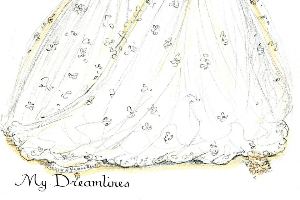 Dreamlines Personalized Wedding Dress Sketch