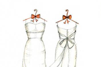 Her wedding dress hand sketched by a My Dreamlines Wedding Dress Sketch artist makes for a timeless piece.  Sketched front and back to show off the wedding dress.  Perfect one year anniversary gift or day of the wedding gift. www.MyDreamlines.com