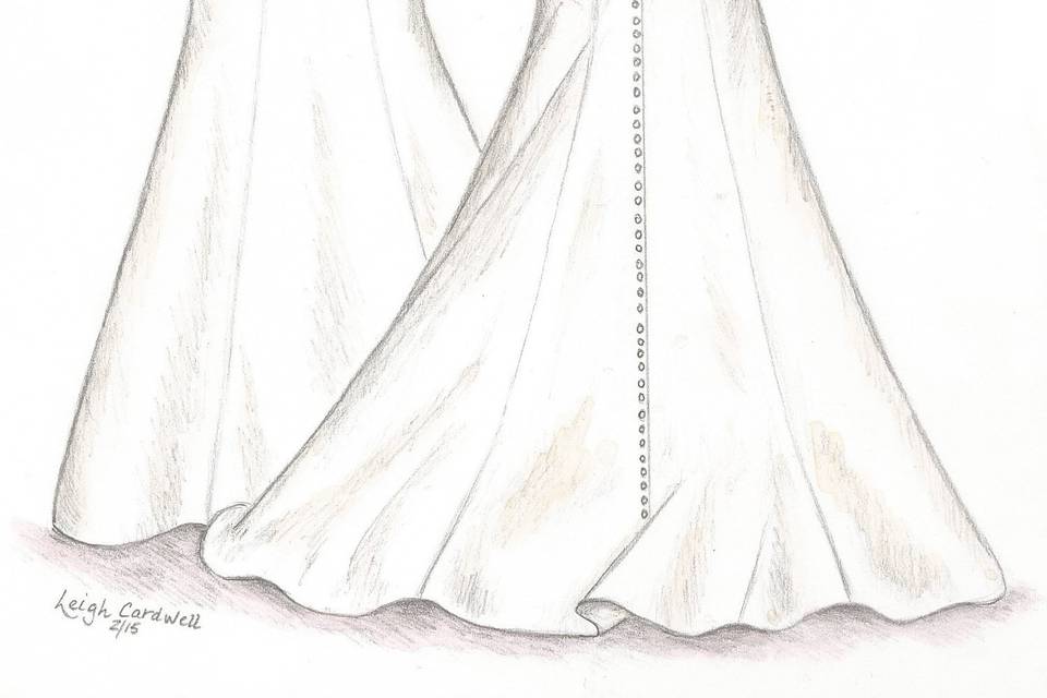 First anniversary gifts for wife. Traditional one year anniversary gift is paper.  Have her wedding dress sketched and framed.  Her wedding dress immortalized as art.  www.MyDreamlines.com