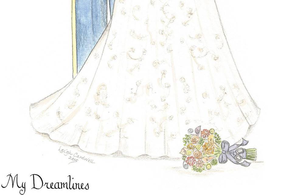 Dreamlines Personalized Wedding Dress Sketch