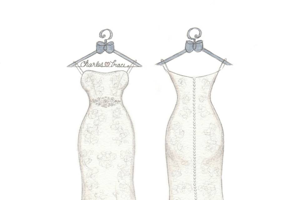 Dreamlines wedding dress sketch is perfect for a Christmas gift.  If time is a factor we can provide you with a card to give to your wife. Something you both can create with the artist.  www.MyDreamlines.com