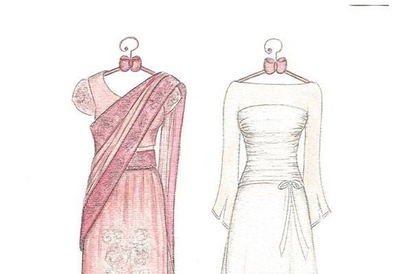 pencil sketches of indian wedding dresses