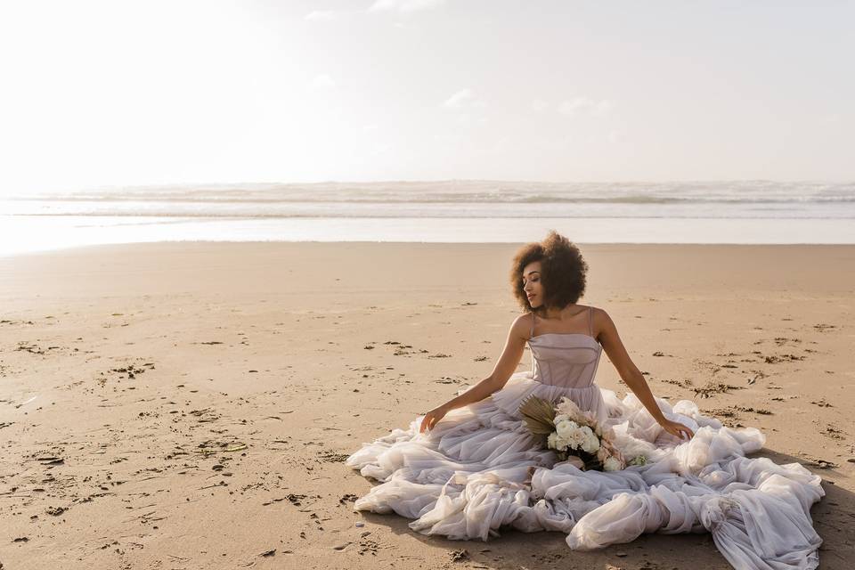 Ethereal bride by the sea