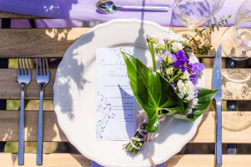 Violet table setting