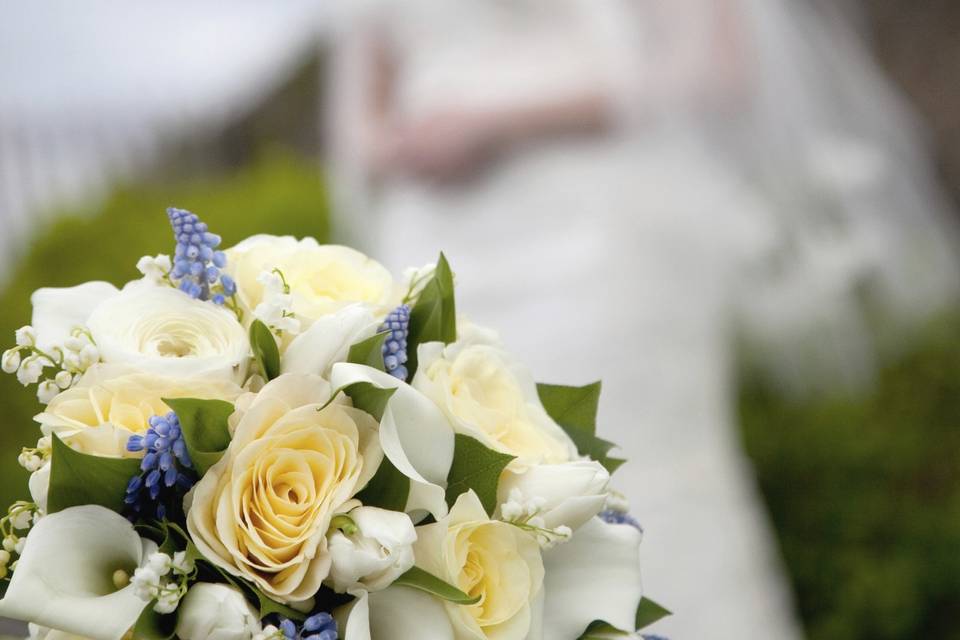 The bride holding her bouquet