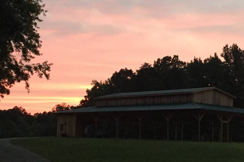 Sunset behind the barn