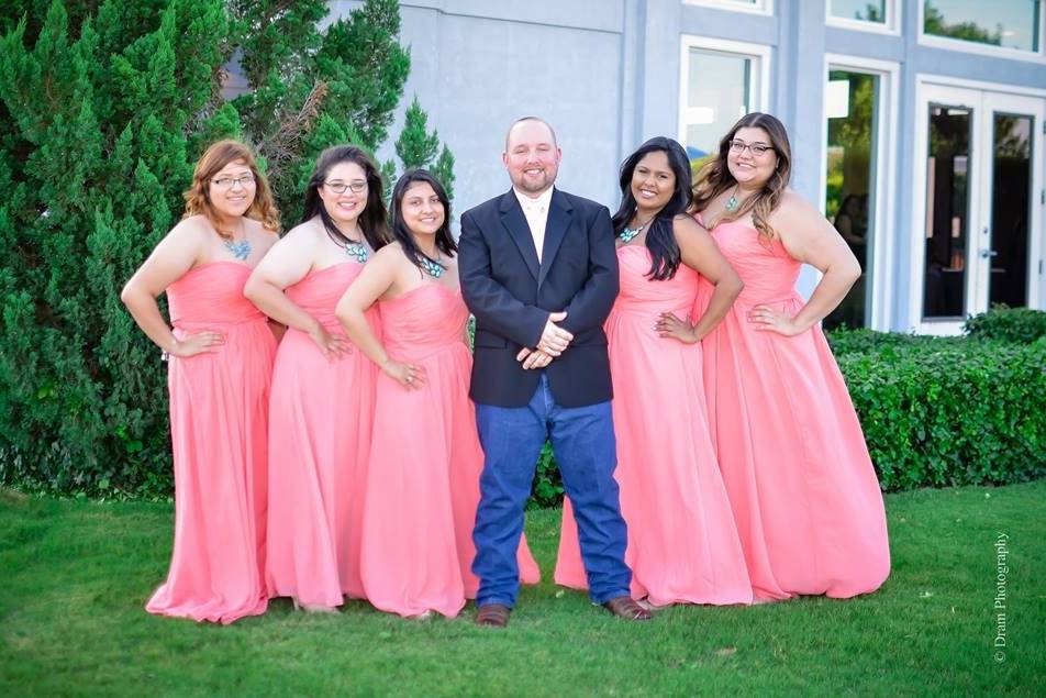 Groom with the bridesmaids