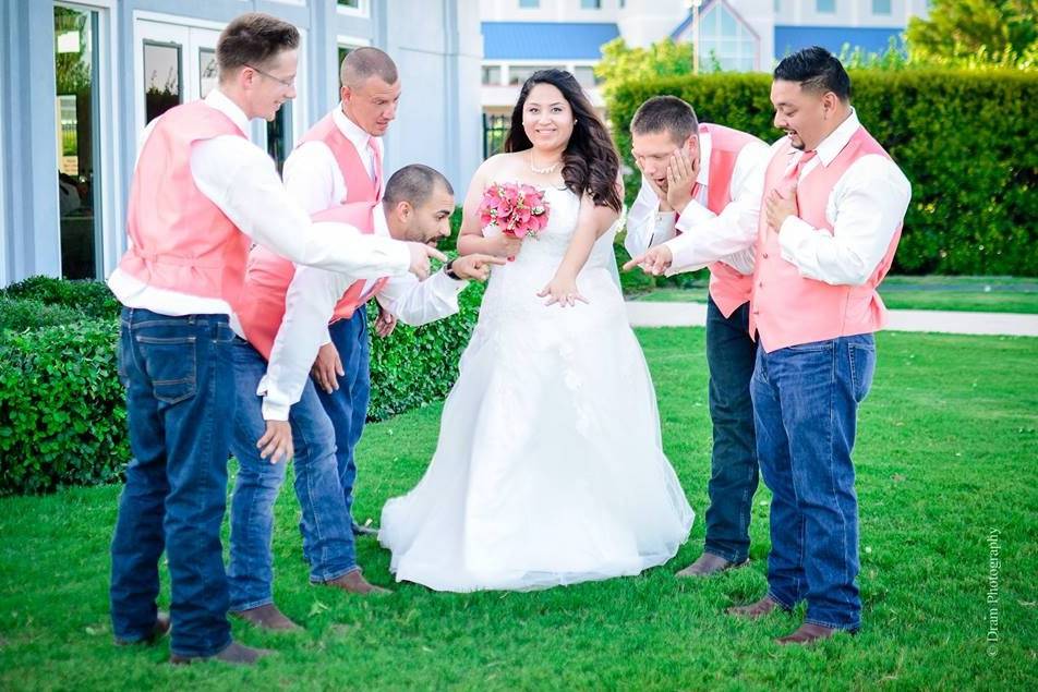 Bride and the groomsmen