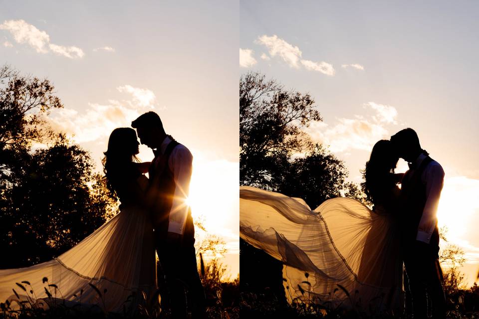 Boho wedding at sunset