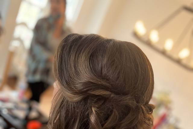 Half up half down with curls