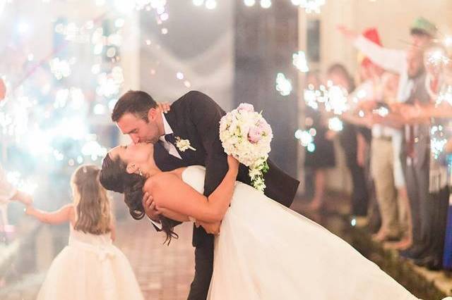 Newlyweds in Courtyard