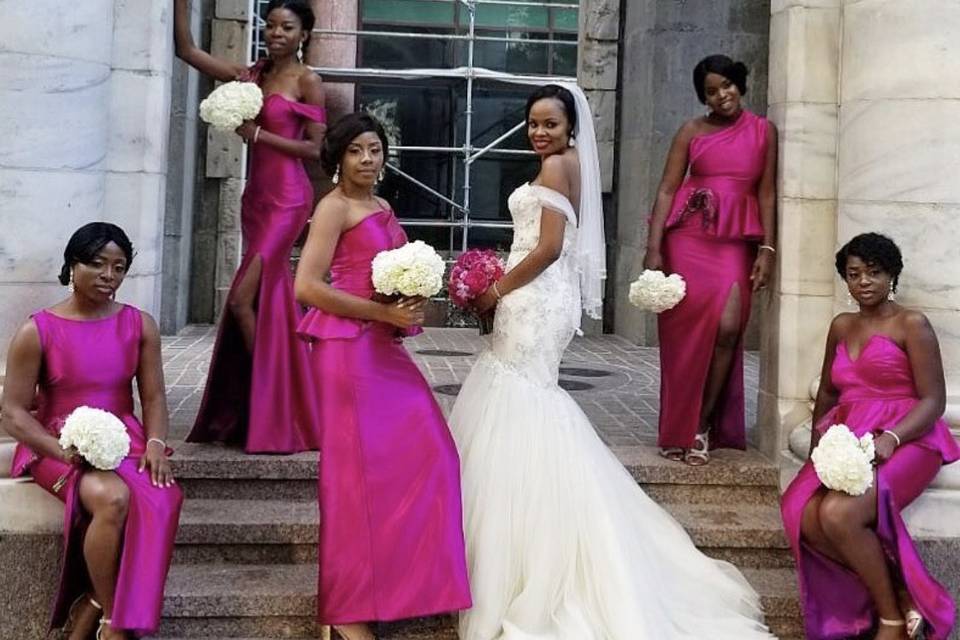 Bride and bridesmaids