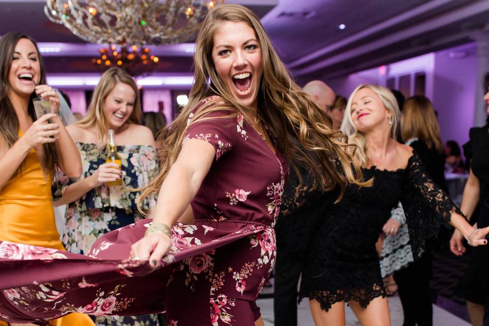 Bride dancing with her ladies