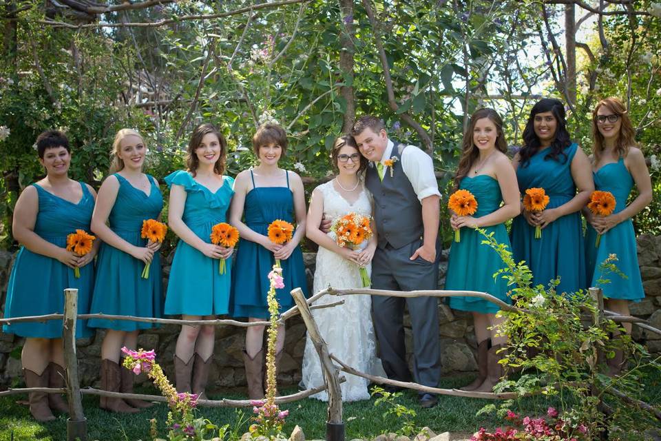 With the bridesmaids