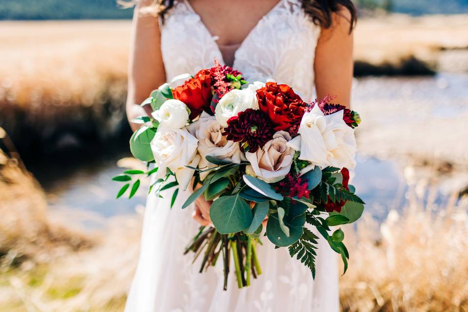 Blush and burgundy