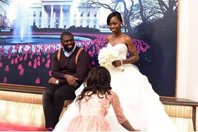 The couple with the flower girl