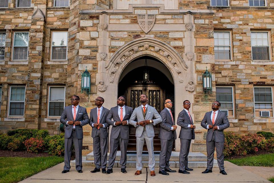 The groom with his groomsmen