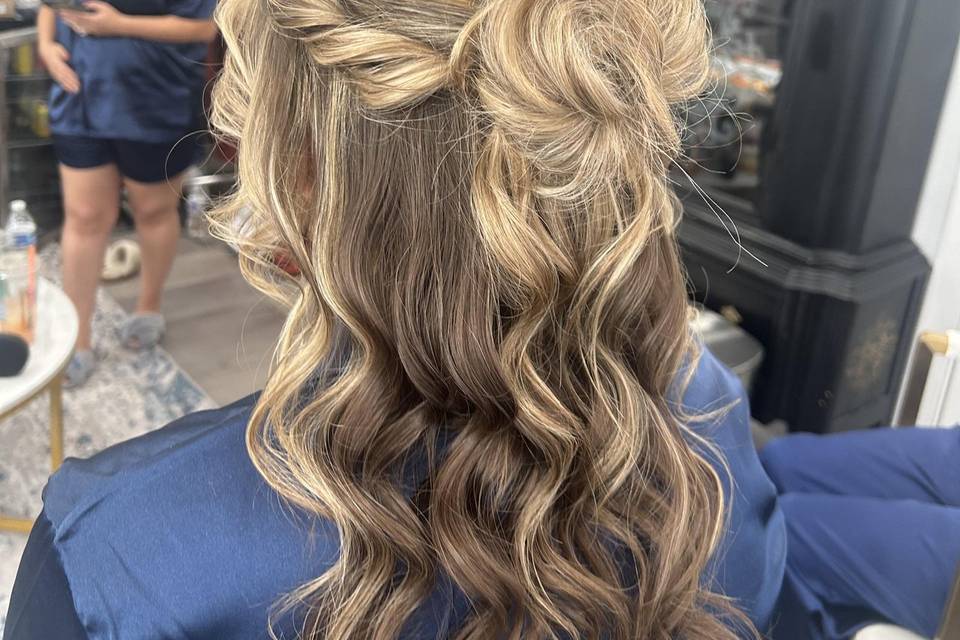 Half up with textured bun