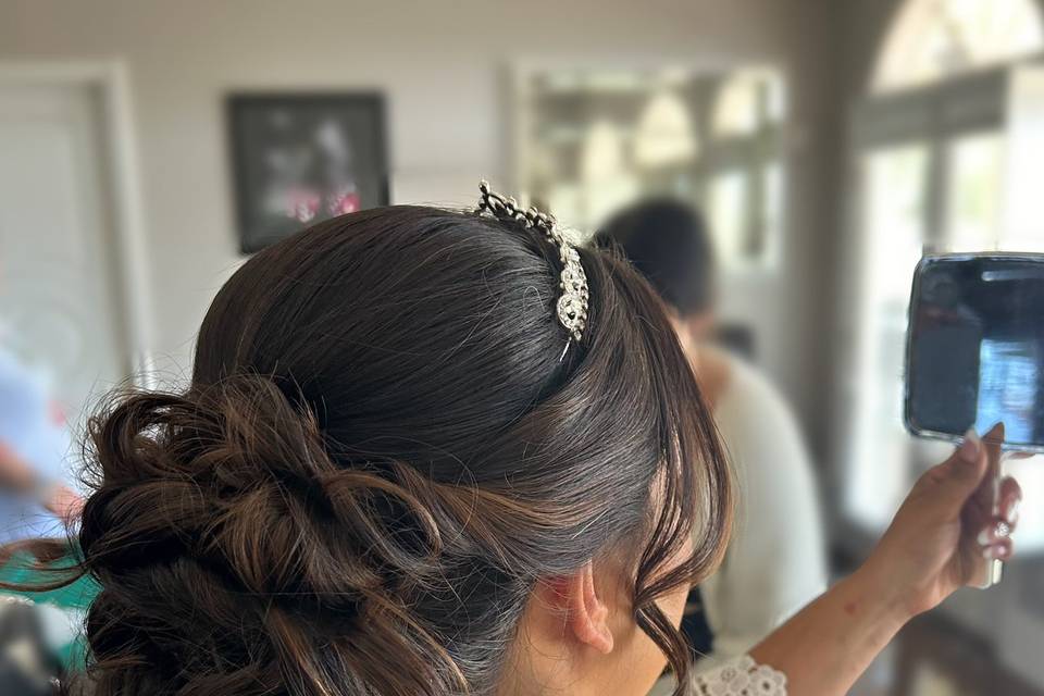 Tousled low updo
