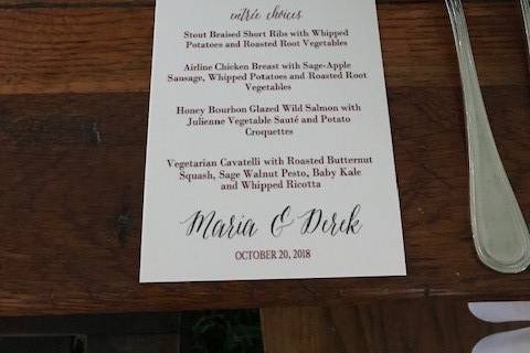 Menu card