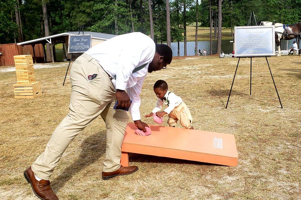 Kids Playing Cornhole