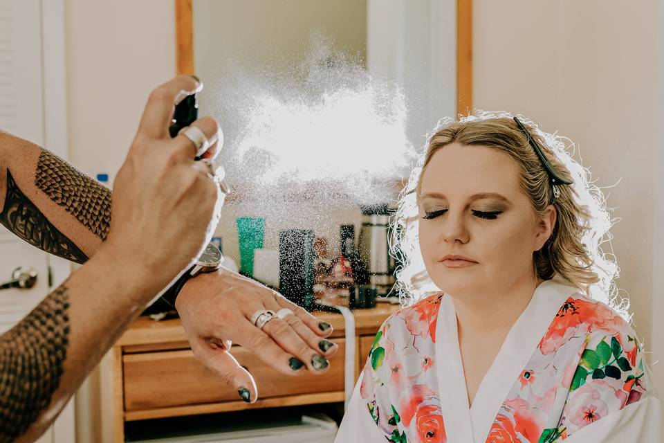 Bride getting ready
