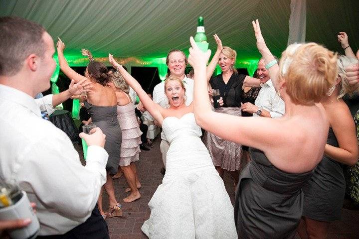 The bride with her bridesmaids