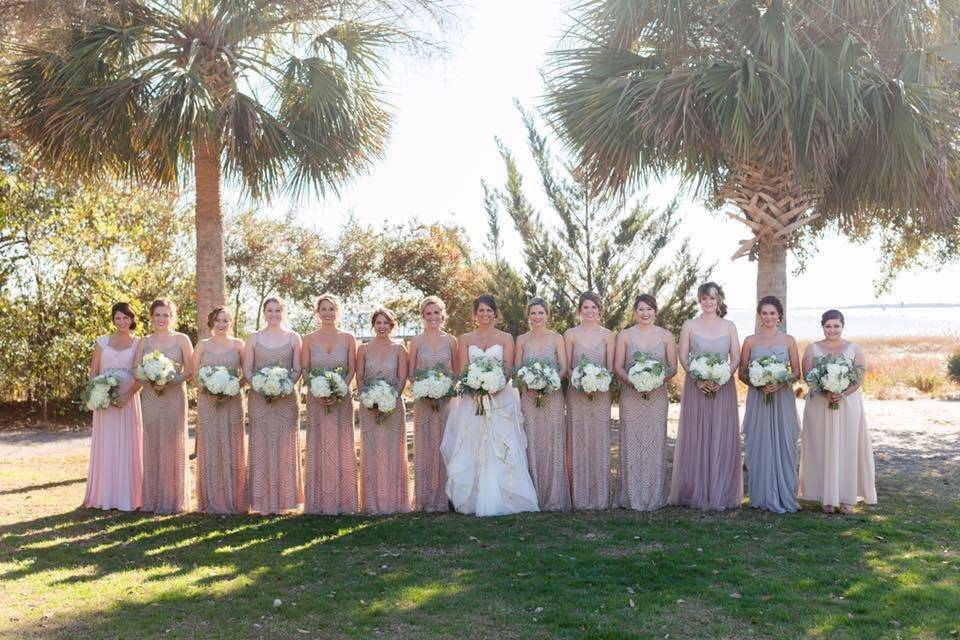 The bride with her bridesmaids