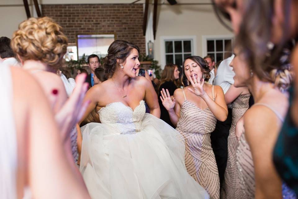 The bride with her bridesmaids