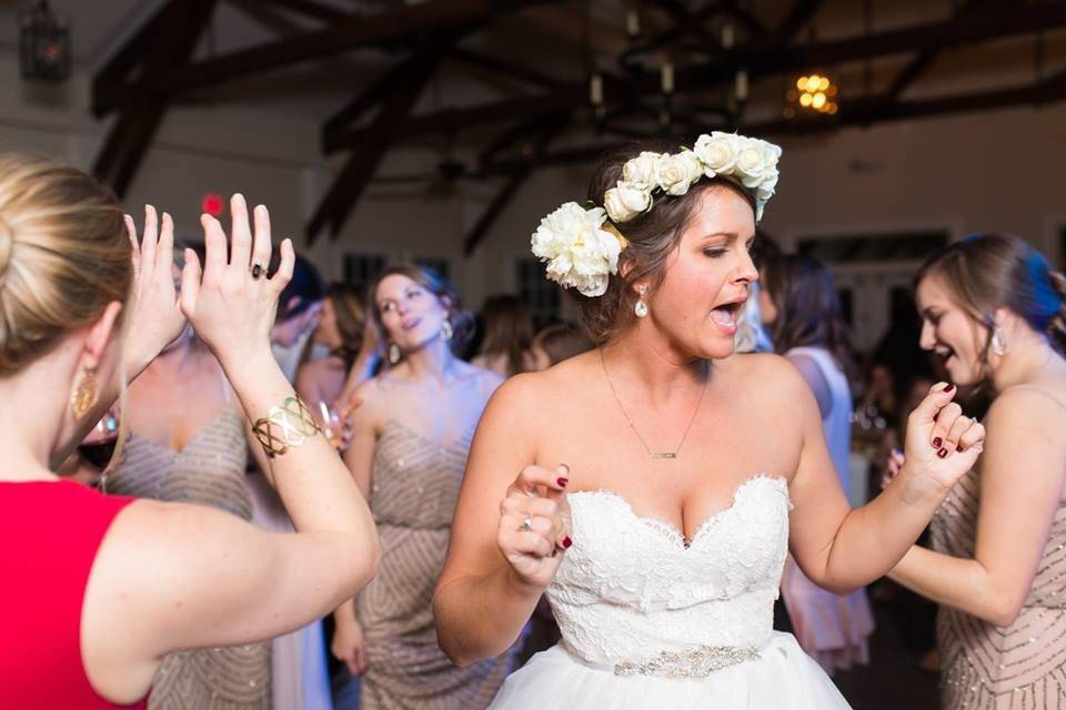 The bride with her bridesmaids