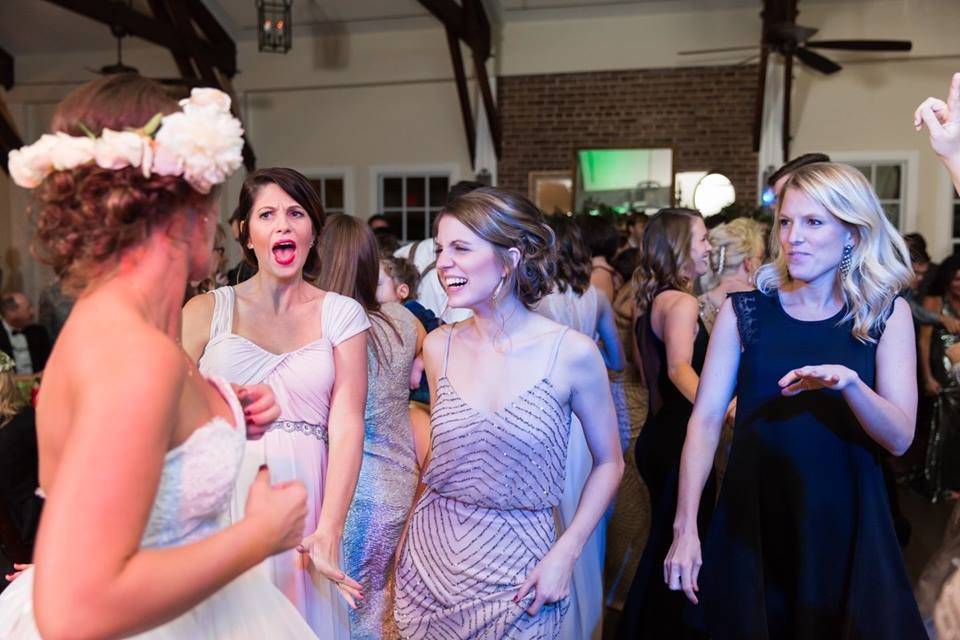 The bride with her bridesmaids