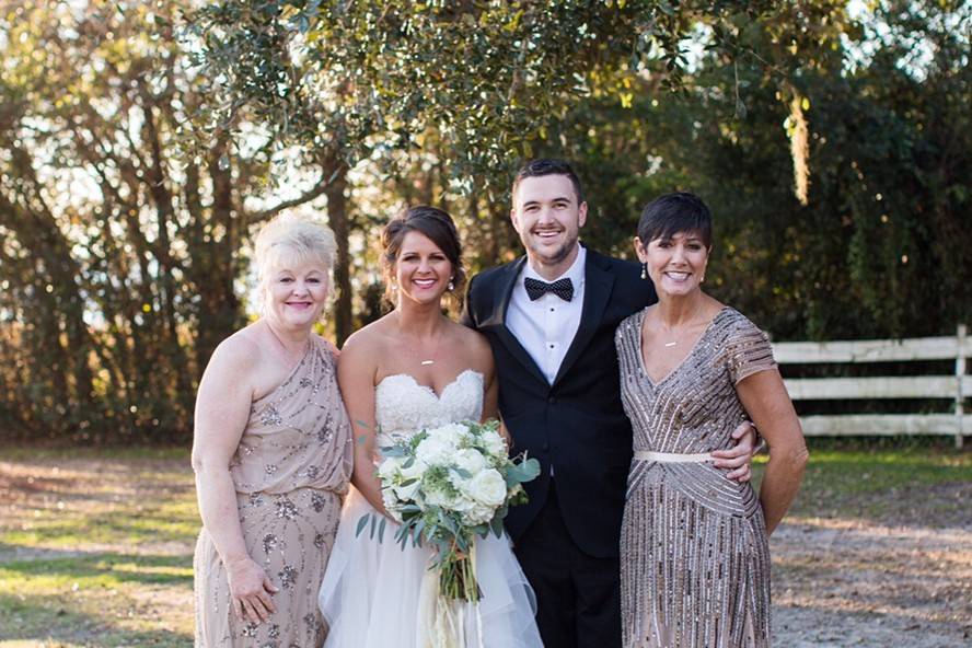 The bride with her bridesmaids