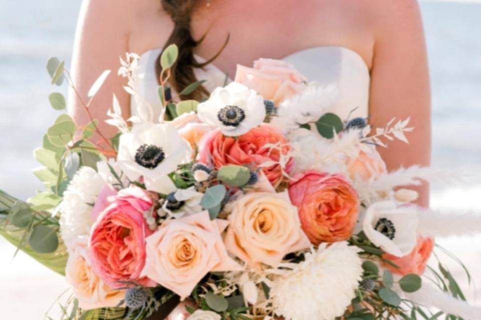 Holding the bouquet