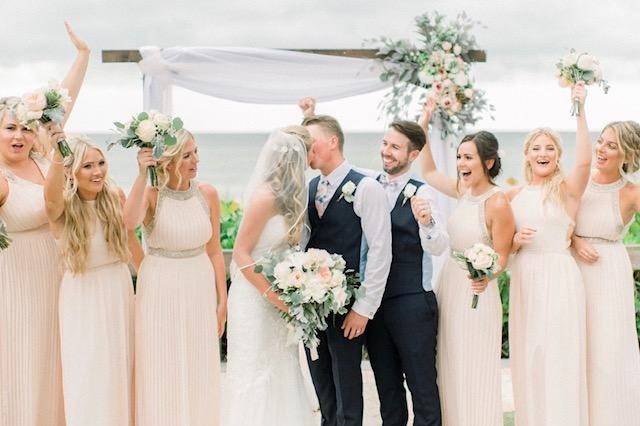 Holding the bouquet