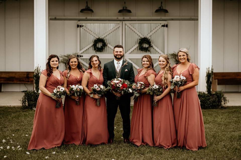 Groom with maids