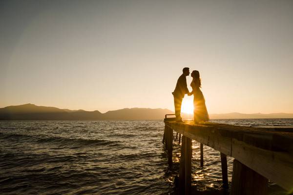Lake Tahoe wedding at sunset