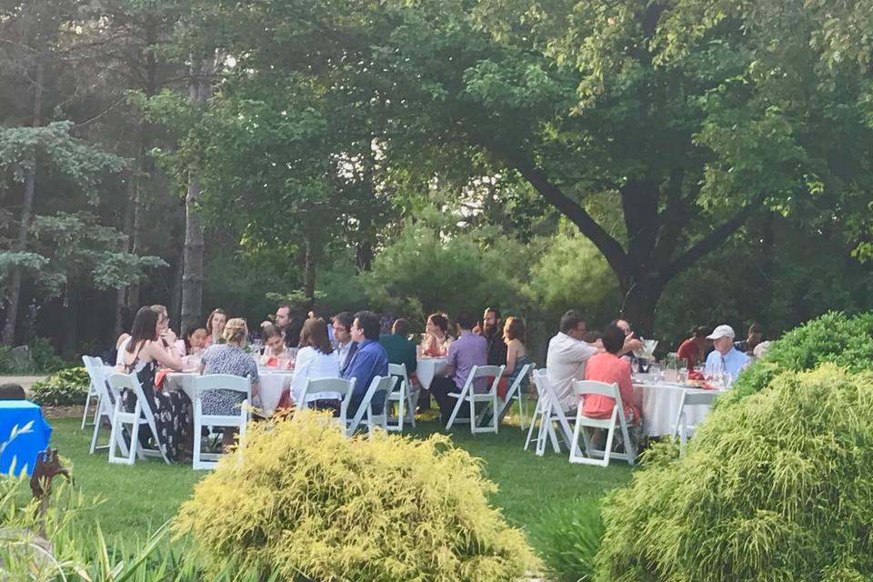 Wedding dinner on the lawn