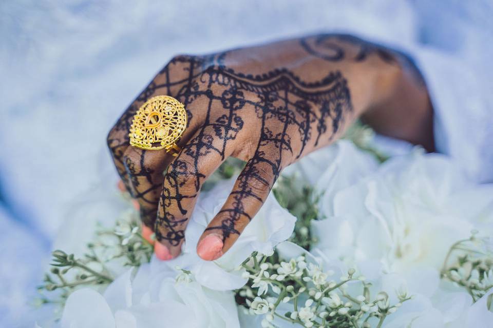 Henna, Floral & Ring Detail