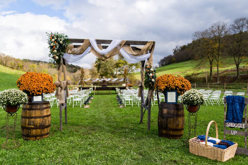 Outdoor ceremony with stage